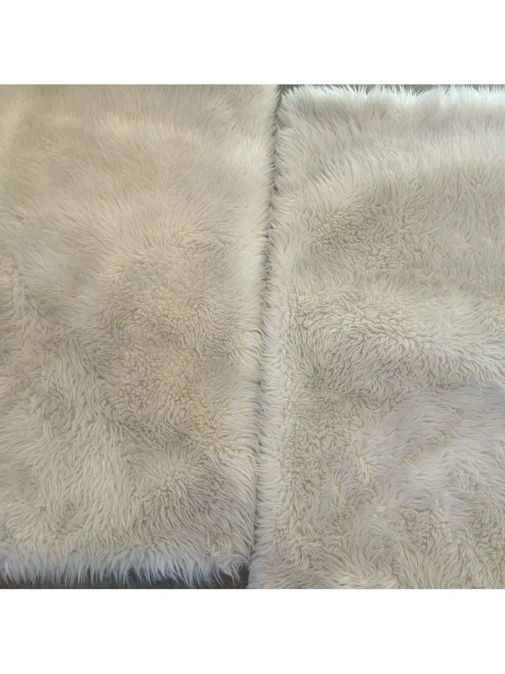 Pottery Barn Euro Cream Faux Fur Accent Pillow Shams Set 2 Button Closure